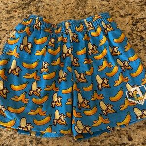 B101 Blue Banana Print Shorts YM